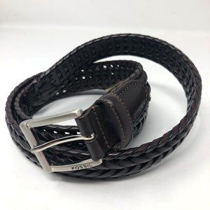 FOSSIL Men's Dark Brown Braided Belt. Size. 38 (95 cm)